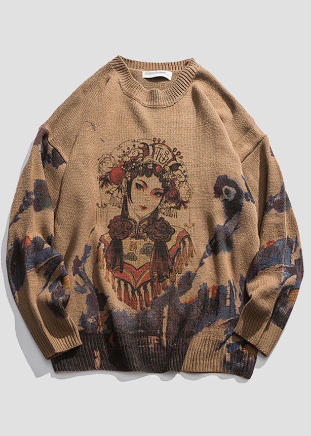 New Coffee Print Cozy Knit Sweaters Spring