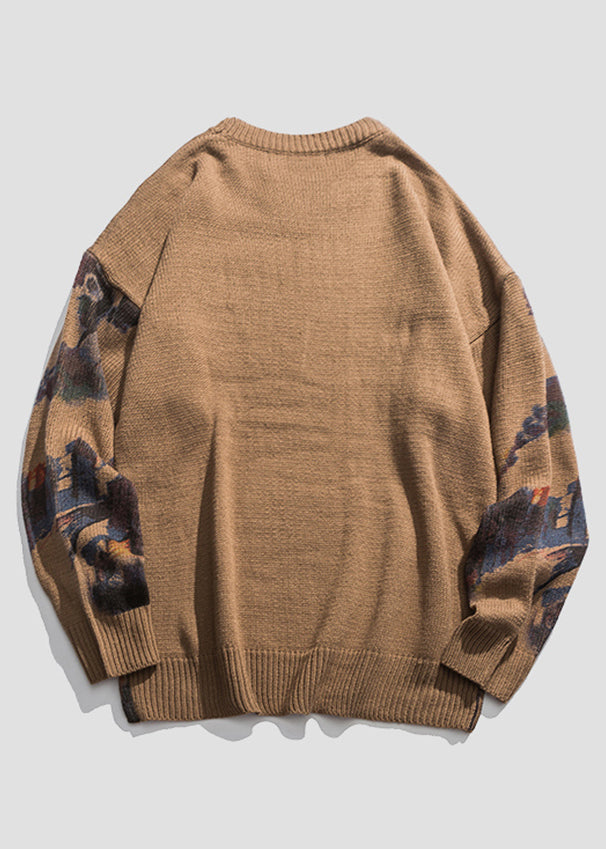 New Coffee Print Cozy Knit Sweaters Spring