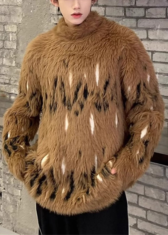 New Coffee Turtleneck Thick Mink Velvet Sweaters Winter