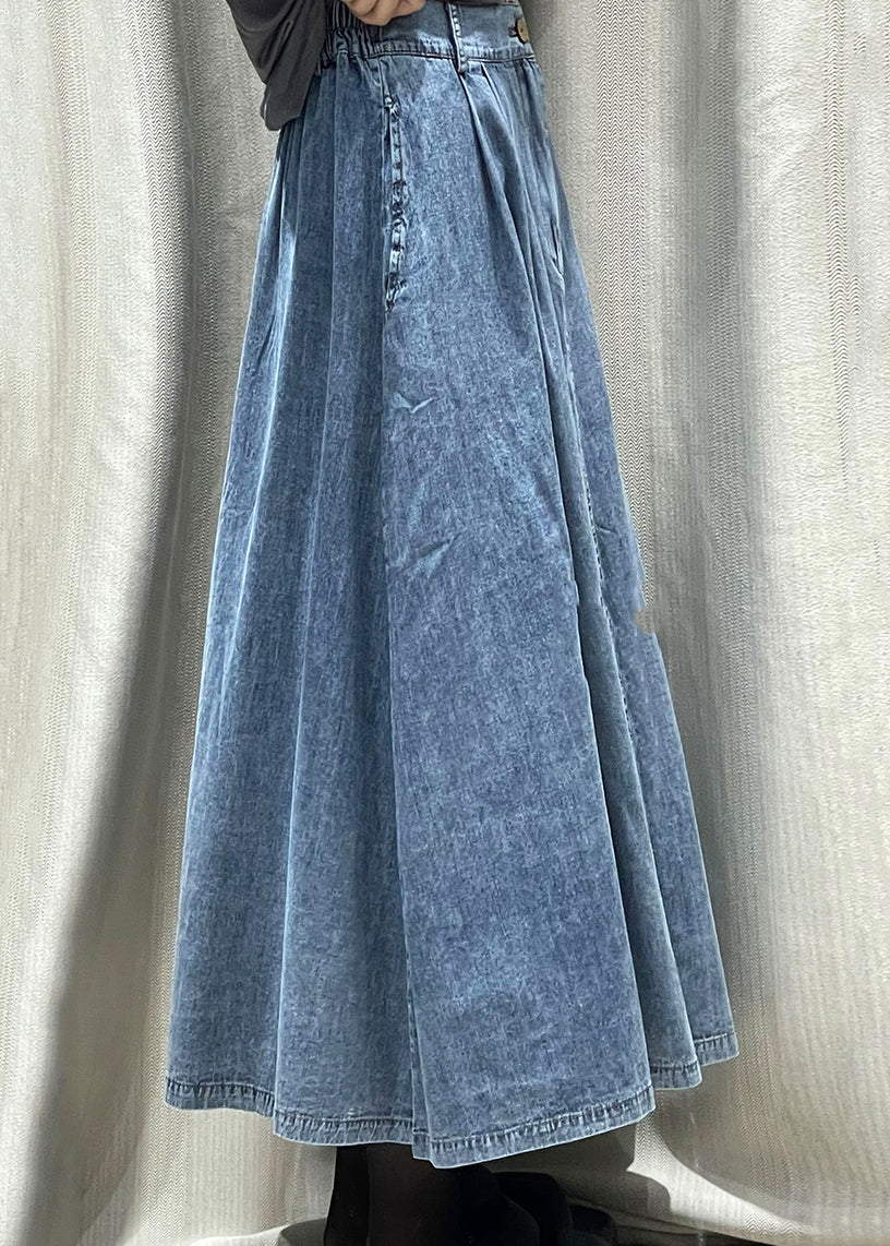 New Deep Blue Thin High Waisted Denim Skirts for Summer