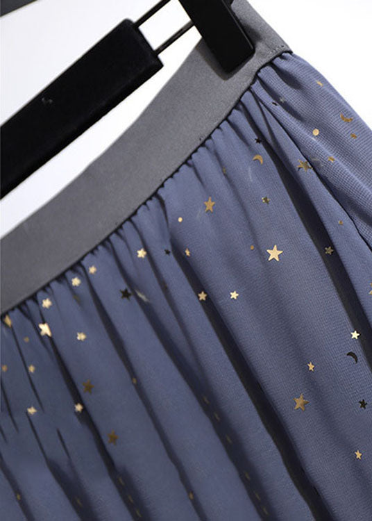 New Grey Ruffled Sequins Patchwork Tulle a Iine Skirts Summer