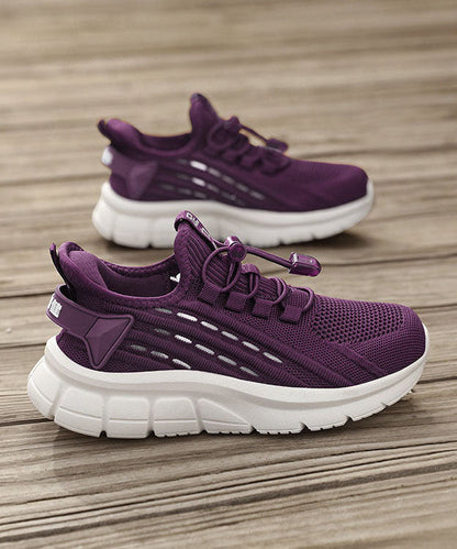 New Purple Breathable Mesh Unique Splicing Flat Feet Shoes