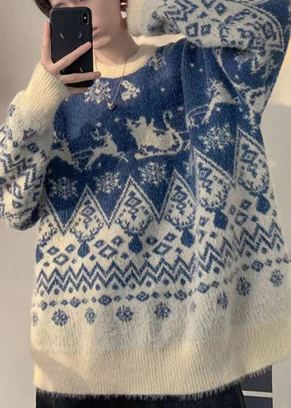 New Red O Neck Cozy Thick Cotton Knit Sweaters Winter
