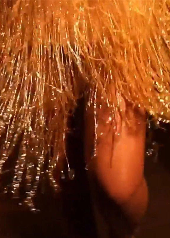 New V-neck Gold Tassel Sequined Suspender Dress