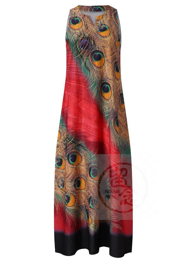 New Summer Green Feather Dress Sleeveless Long Dress
