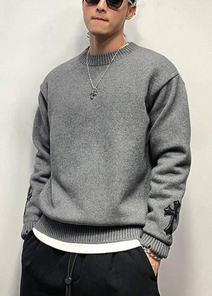 New White Cross Cozy Knit Sweaters Fall