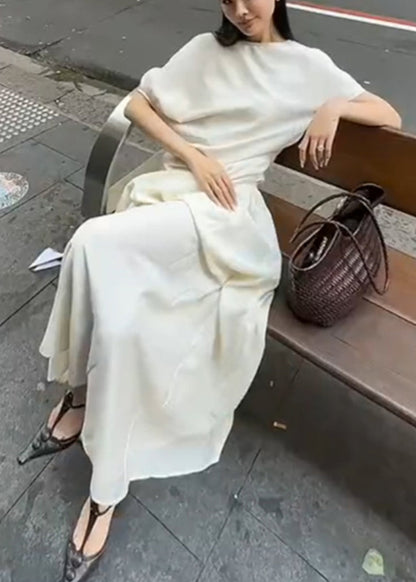 New White O Neck Tops and Skirts Cotton Two-piece Set Summer