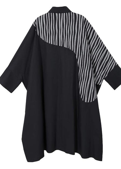 New Woman Long Batwing Sleeves Patchwork Shirt Dress