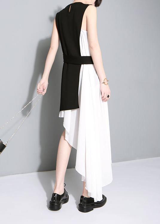 New Asymmetrical Design Personality Stitching Two Piece Dress