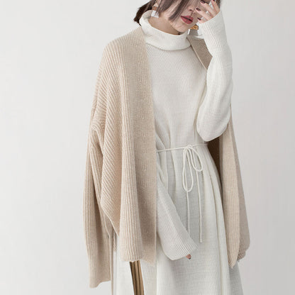 New Beige Winter Sweater V Neck Tie Waist Knit Sweat Tops Top