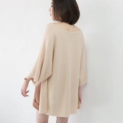 New Pink Sweater Loose Fitting V Neck Knit Sweat Tops Batwing Sleeve Top