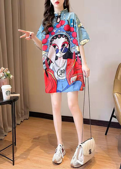 New Summer Peking Opera Face Design and Slim Slim Dress
