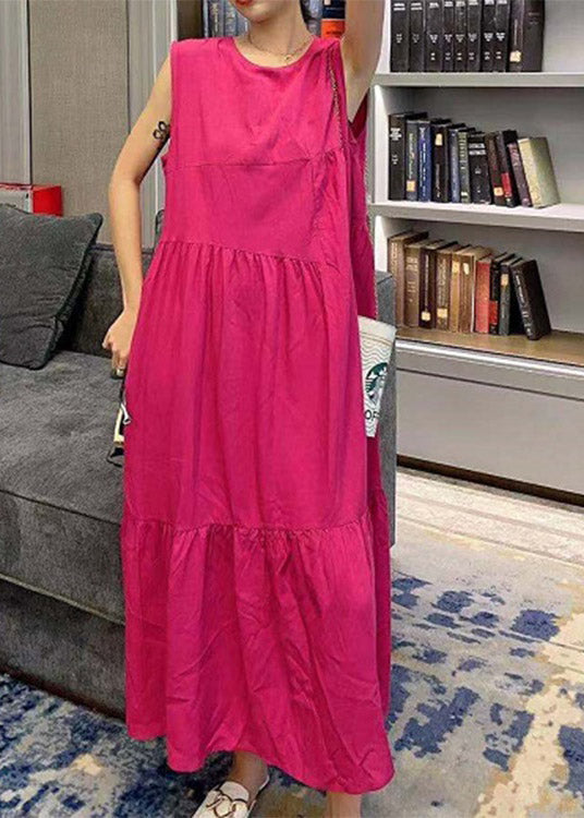 Novelty Black O-neck Patchwork Wrinkled Cotton Long Dress Summer