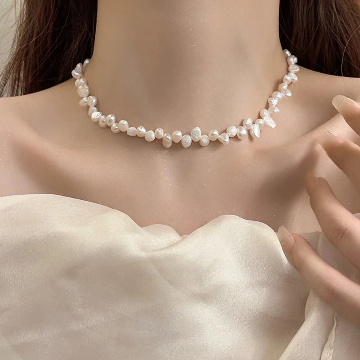 Delicate Artisan Pearl Necklace