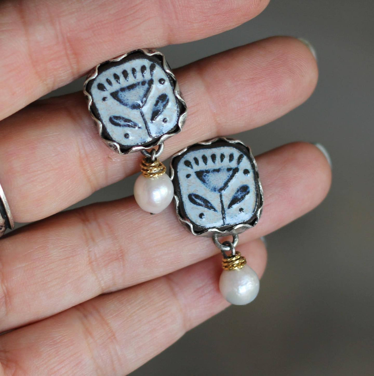 Delicate Artisan Pearl Earring