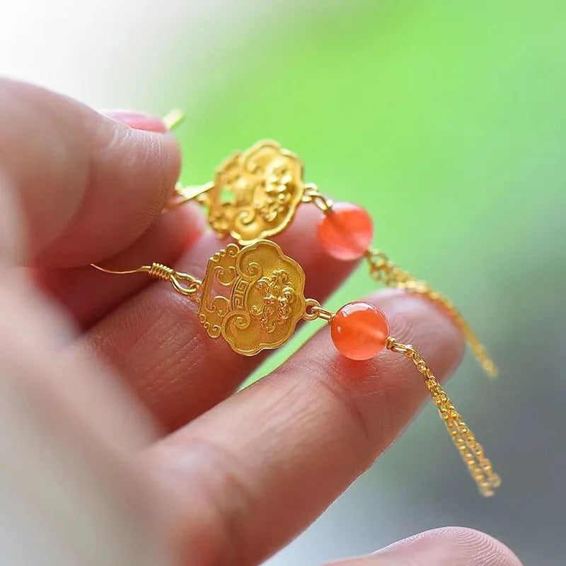 Delicate Artisan Gold Earring
