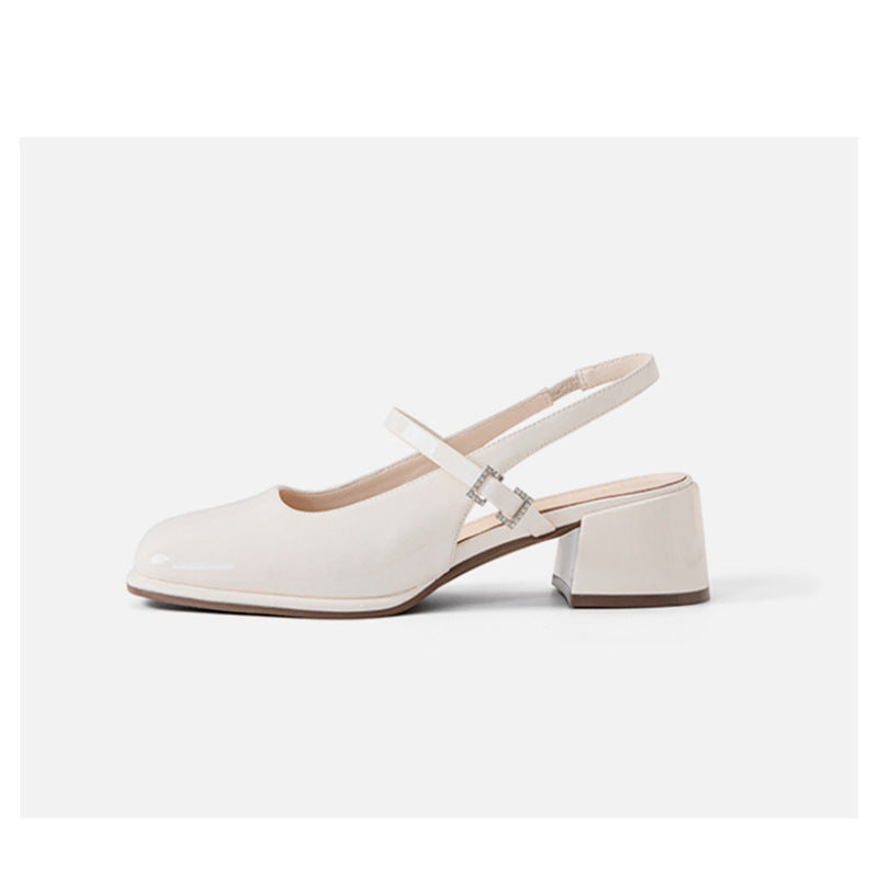 KS | Ladies Faux Leather Buckle Block Heels