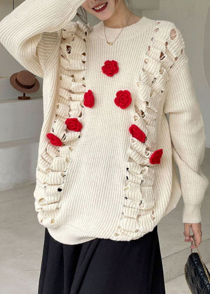 Organic Apricot Hollow Out Knit Sweaters Winter