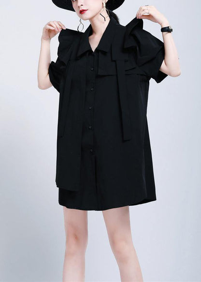 Organic Black Peter Pan Collar Summer Cotton Dress