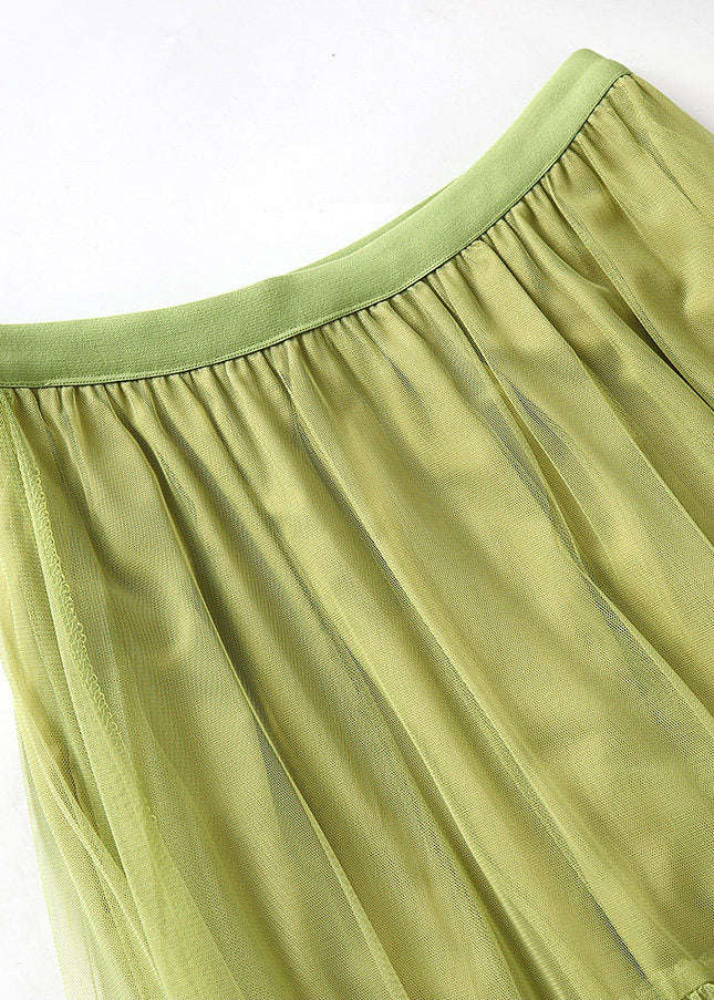 Organic Grass Green Ruffled Exra Large Hem Tulle Holiday Skirt Spring