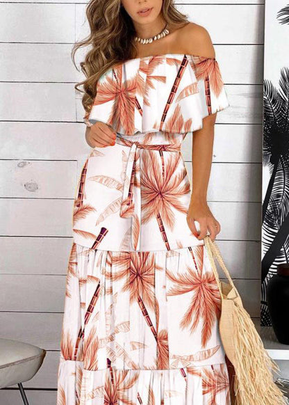 Organic Red Slash Neck Patchwork Tunic Long Dresses Summer