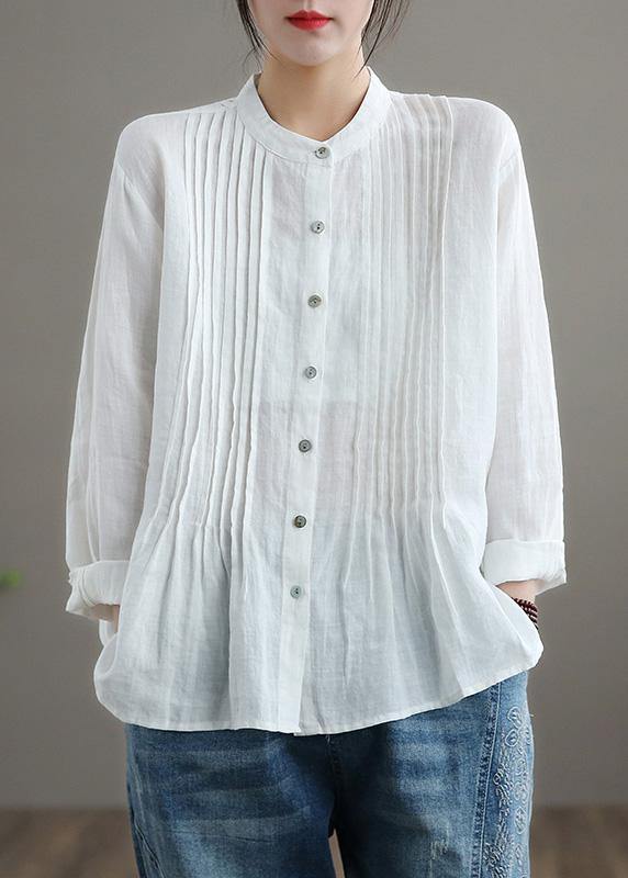 Organic White Linen Shirt Tunics Ramie Blouse