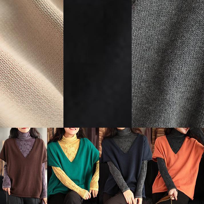 Organic V Neck Sleeveless Spring Clothes Wardrobes Orange Tops