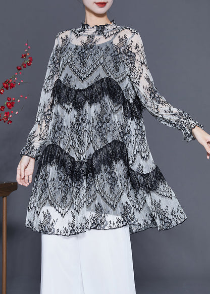 Organic White Embroideried Patchwork Lace a Line Dress Summer