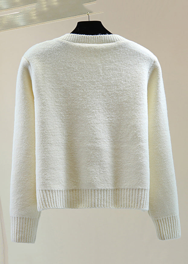 Original Design Apricot Nail Bead Thick Cotton Knit Sweaters Winter