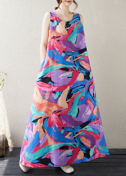 Original Design Graffiti Print Exra Large Hem Holiday Dresses Sleeveless