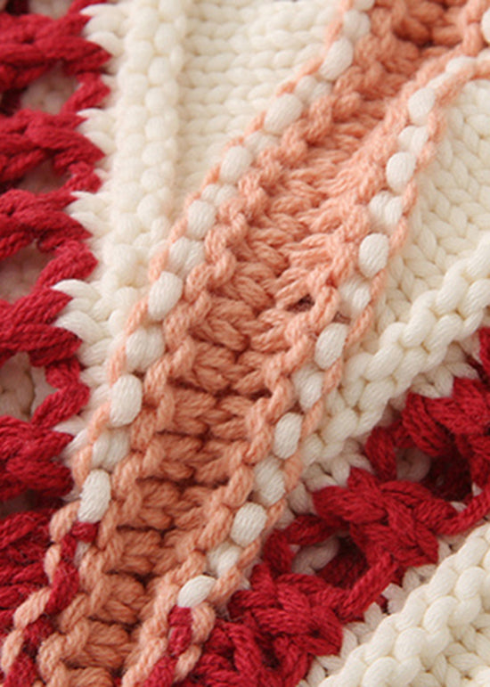 Original Design O-neck Striped Hollow Out Knit Sweaters Spring