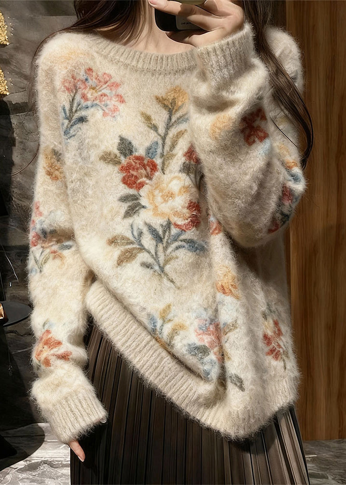 Original Design O Neck Thick Knit Pullover Winter