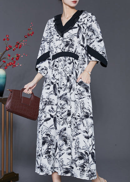 Original Design White Oversized Ink and Wash Cotton Dress Spring