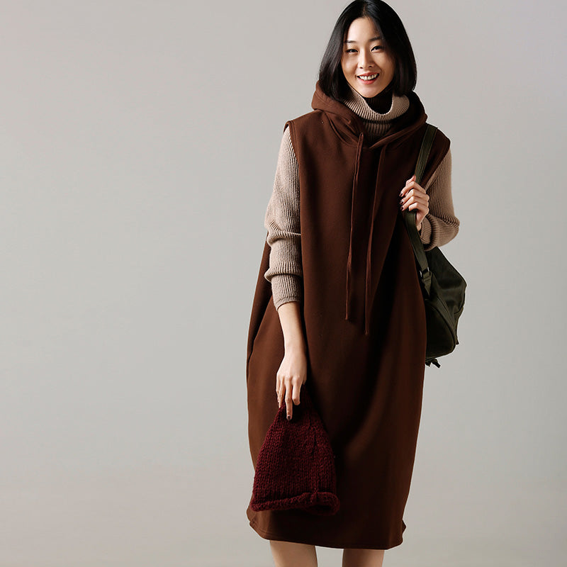 Oversized Sweater Dress Outfit Hooded Khaki Ugly Knitted Tops Hooded
