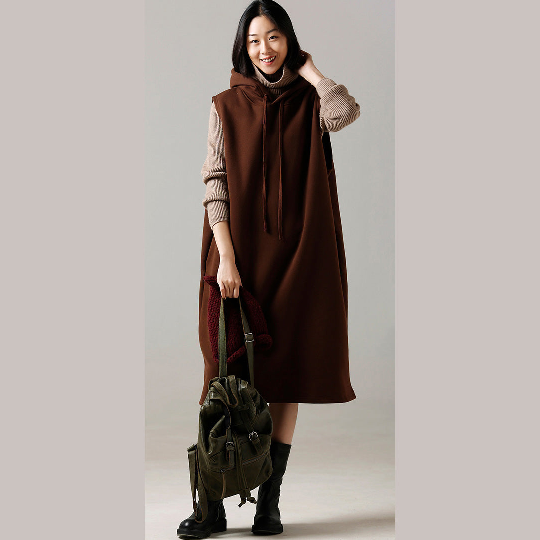 Oversized Sweater Dress Outfit Hooded Khaki Ugly Knitted Tops Hooded