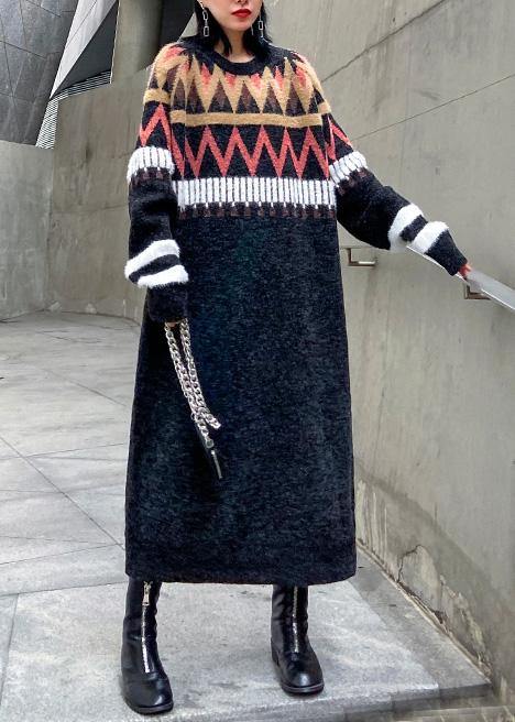 Oversized Black Sweater Weather Classy Geometric Diy Winter Knitted Tops