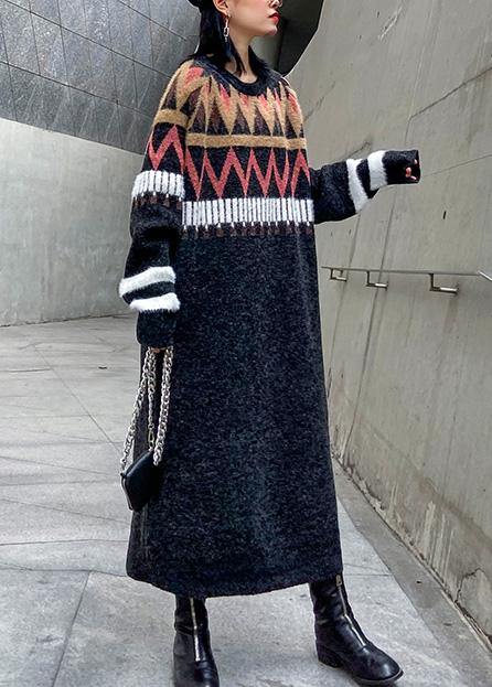 Oversized Black Sweater Weather Classy Geometric Diy Winter Knitted Tops