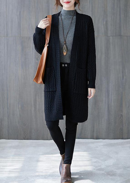 Oversized Black Knit Cardigans Fall Pockets Baggy Knit Sweat Coats