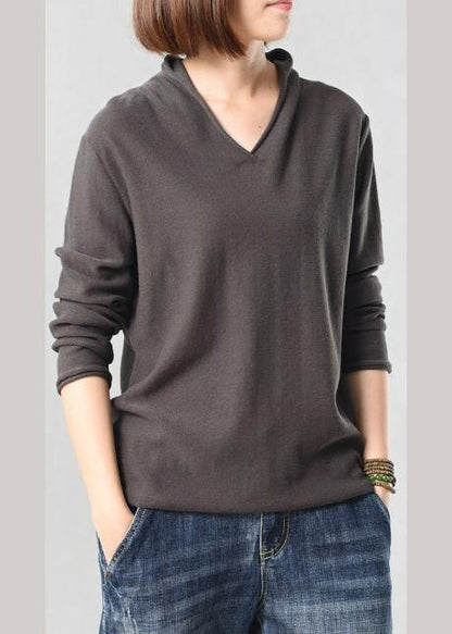 Oversized Gray Long Sleeve Sweater Fall Wild Knitted Tops Autumn
