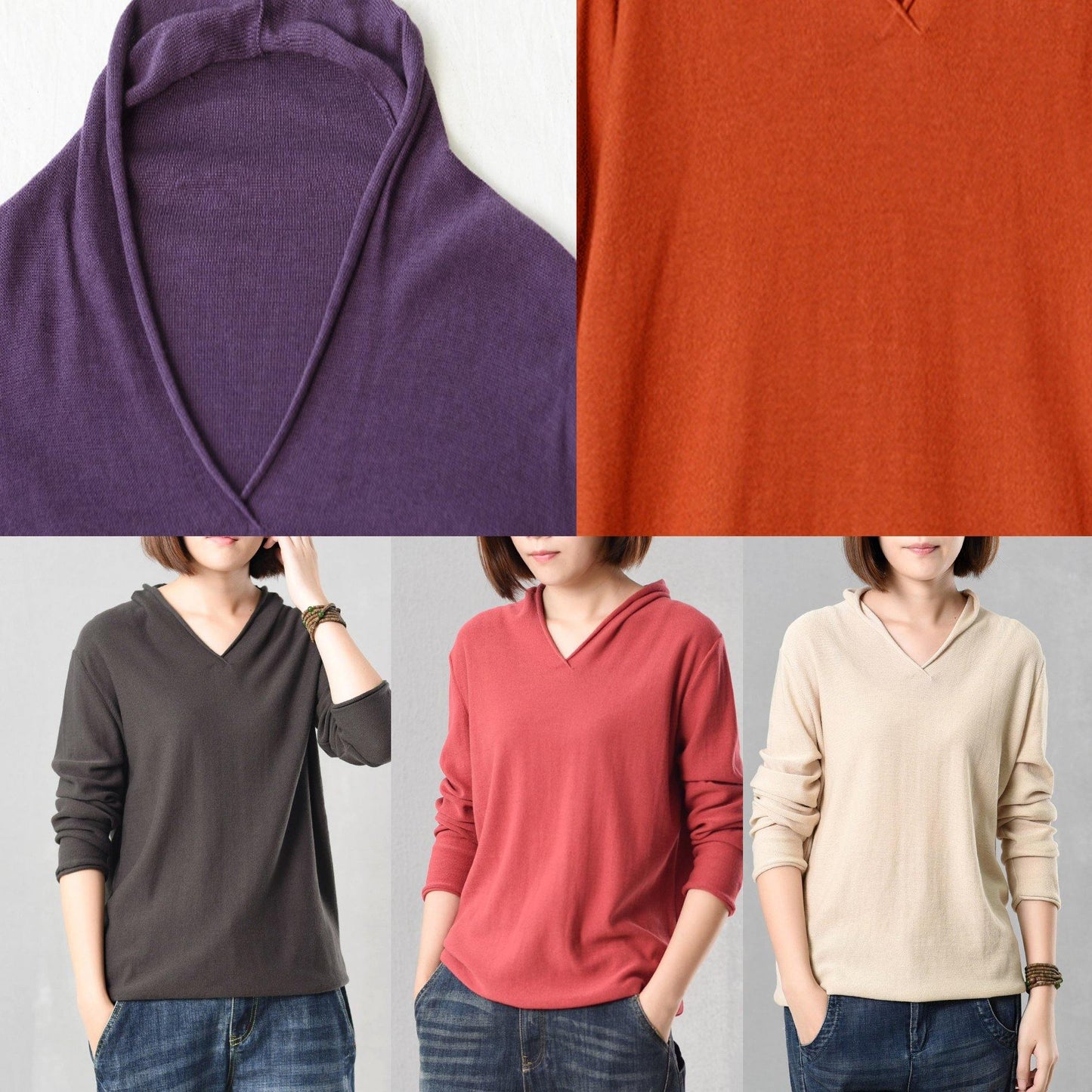 Oversized Gray Long Sleeve Sweater Fall Wild Knitted Tops Autumn