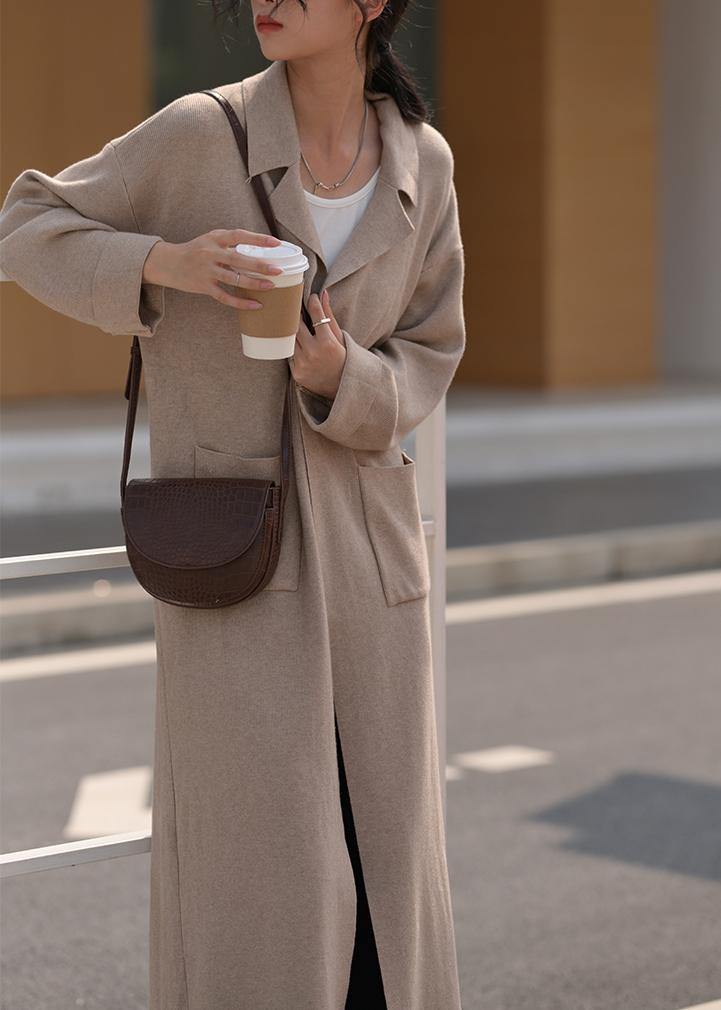 Oversized Knitwear Oversized Beige Patchwork Knit Coats