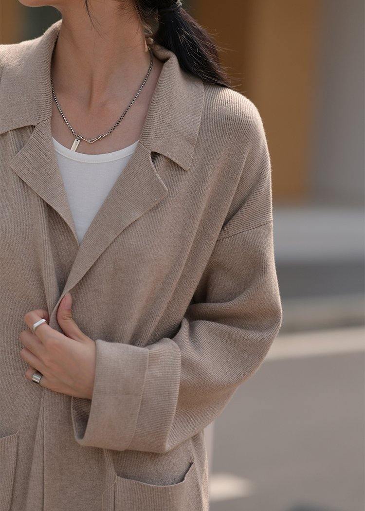 Oversized Knitwear Oversized Beige Patchwork Knit Coats