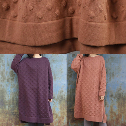 Oversized Pink Sweater Outfits Quotes Side Open Largo Winter Knit Dress