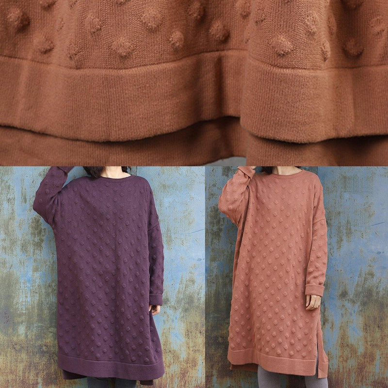 Oversized Pink Sweater Outfits Quotes Side Open Largo Winter Knit Dress