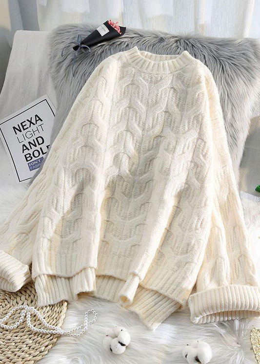 Oversized Spring Beige Knit Tops Oversized Low High Design Clothes