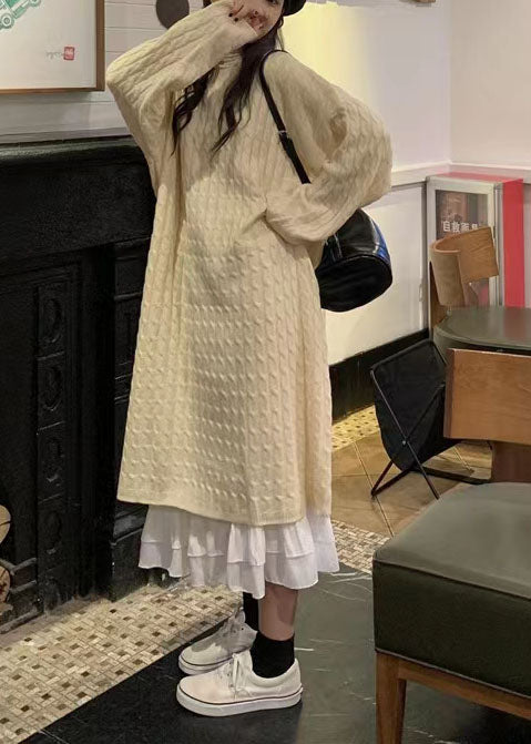 Oversized Blue Sweater Weather Mujer O Neck Knit Dress