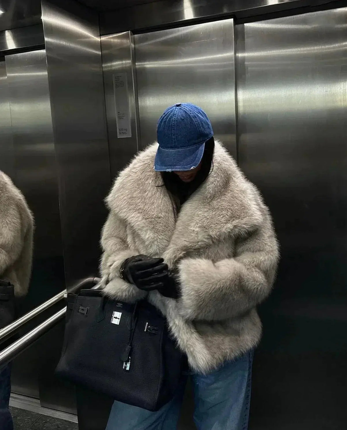 JO | trendy collar fur coat