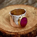 Red Bright Silver Ring