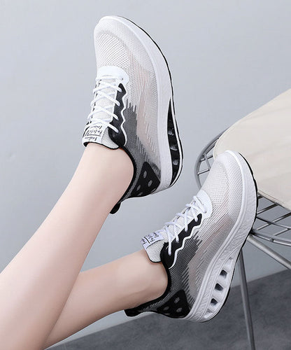 Pink Blue Platform Breathable Mesh Flats Shoes Cross Strap