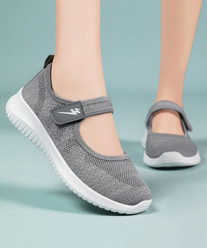 Pink Breathable Mesh Flat Shoes Buckle Strap